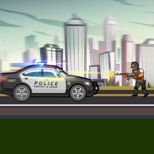 Şehirde Polis Arabası Sürme